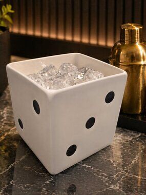 New Black & White Dice Casino Gambeling Ice Bucket BBQ Party Birthday Gift